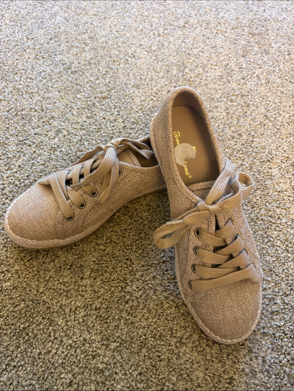 Tommy Bahama Beige Canvas Lace-Up Sneakers